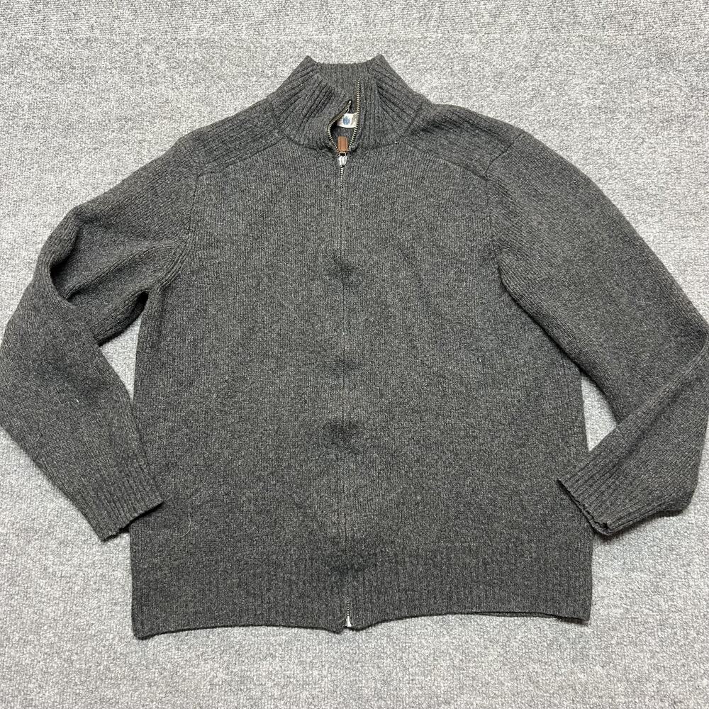 J.Crew Sweater Womens Large Gray 100% Lambswool Full Zip Mock Neck Knit Jacket